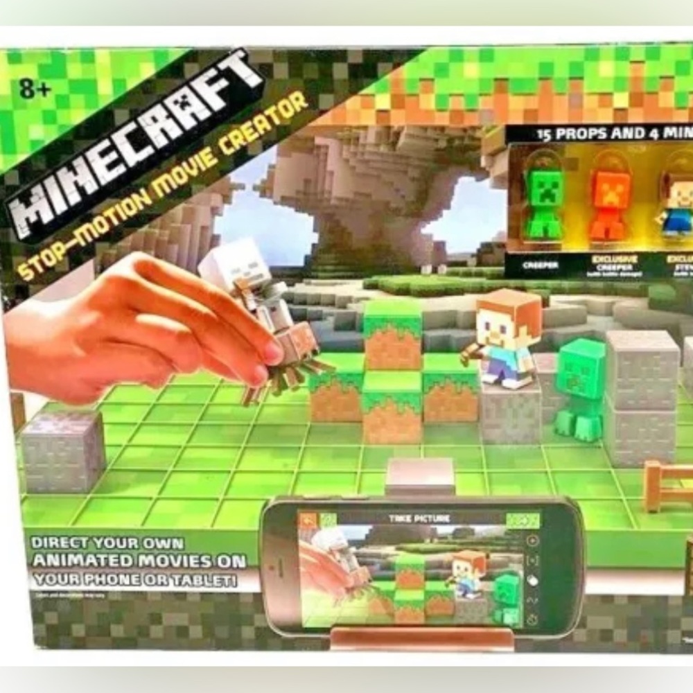 RARE NEW Minecraft Stop Motion Movie Creator Grass Series Green Box Playset NEW